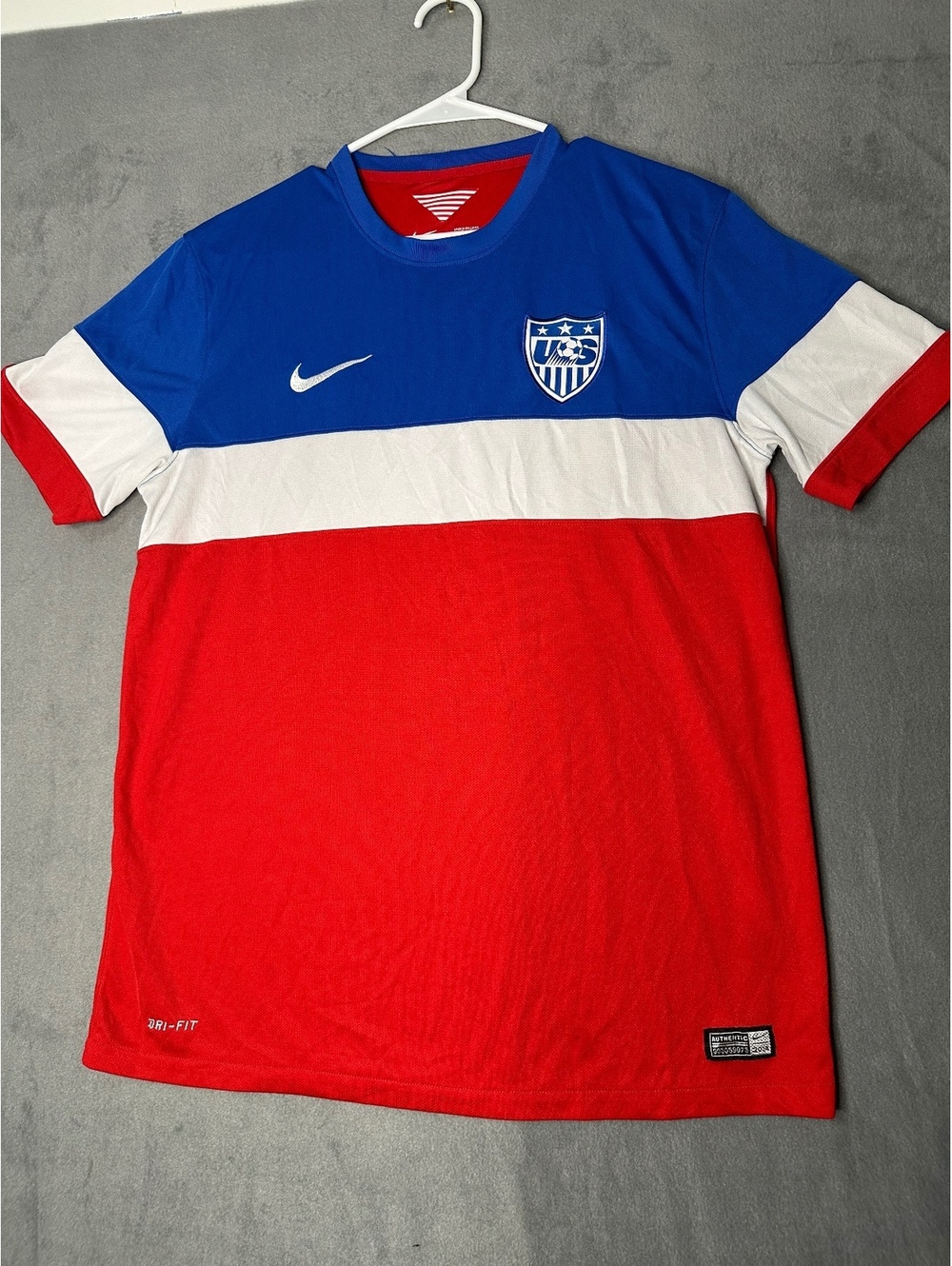 Nike USMNT 2014 World Cup Away Jersey Mens L Red White Blue Soccer Jersey